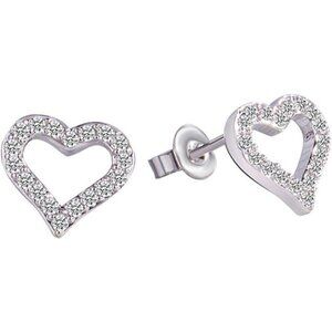 ⚡Silver Heart Stud Earrings for Women Crystal Pave Dainty Romantic Jewelry Gift
